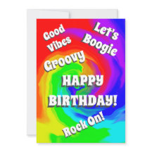 Groovy Wave of Colors Good Vibes Feliz cumpleaños
