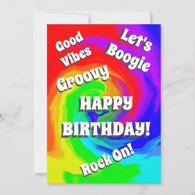 Groovy Wave of Colors Good Vibes Feliz cumpleaños (Anverso)