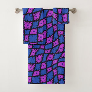 Groovy Wavy Trippy 60 Flores Cheques Blue Pink