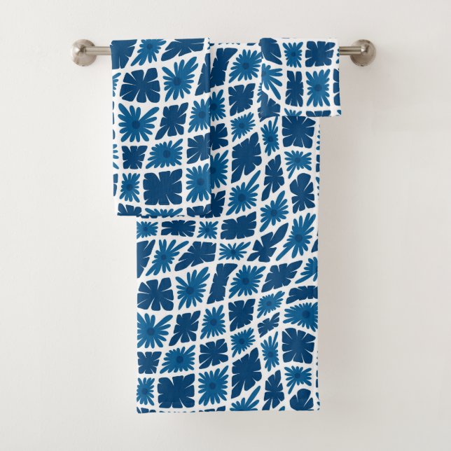 Groovy Wavy Trippy 60 Flores Cheques Blues (In situ)