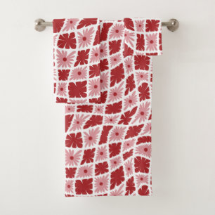 Groovy Wavy Trippy 60 Flores Cheques Rojo Rosa