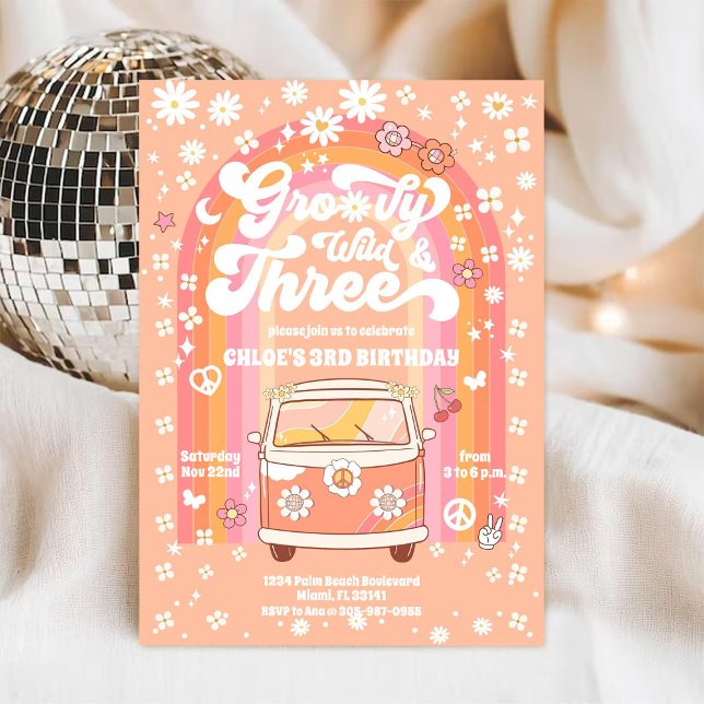 Groovy Wild & Tres Invitación de Cumpleaños (Subido por el creador)