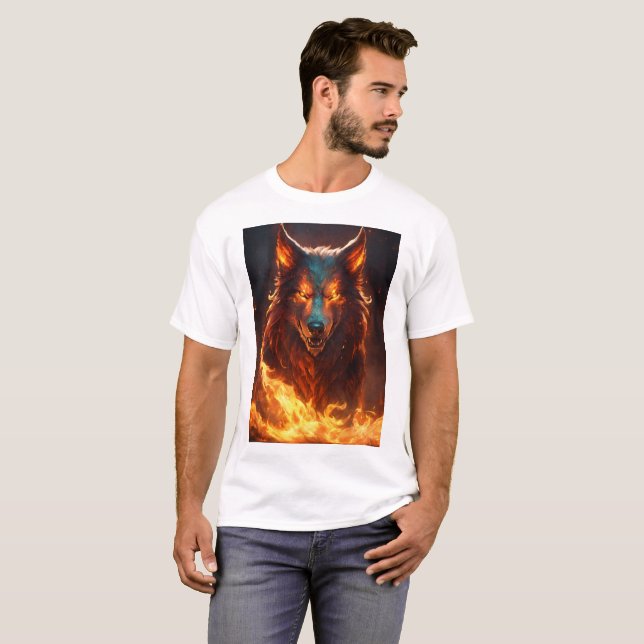 Grotesco diseño de camiseta de Wolf demónico (Anverso completo)