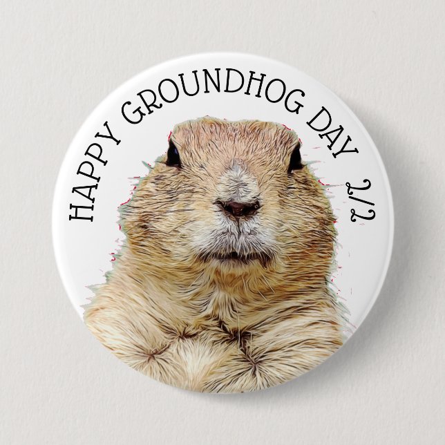 Groundhog Day Febrero 2014 botón Funny Holiday (Anverso)