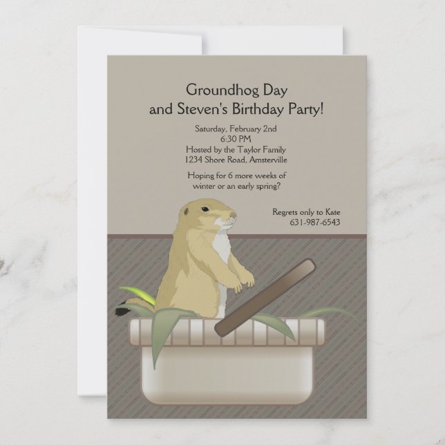 Groundhog en una invitación a una fiesta de cesta (Anverso)