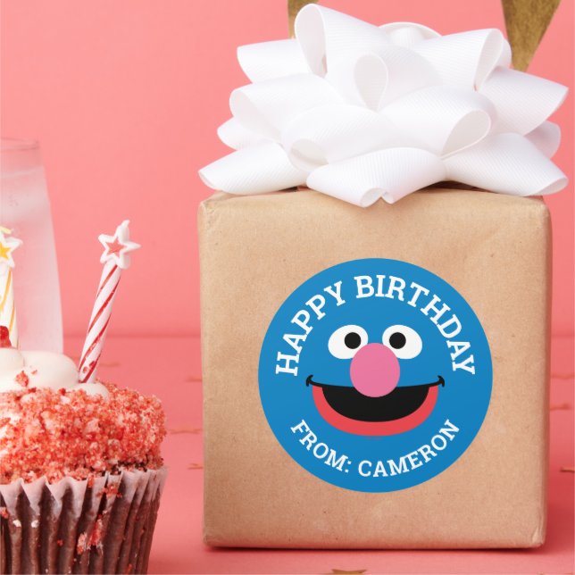 Grover Face Art | Etiqueta de regalo de cumpleaños (Fiesta)