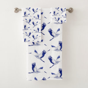 Grúas azules y blancas