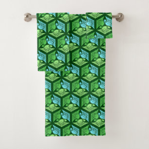 Grúas japonesas, verde de jade y azul claro