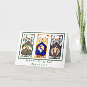 Grúas y tarjeta del feliz cumpleaños de la carpa