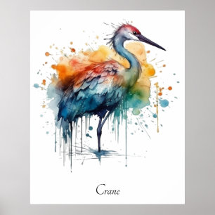 Grulla Elegante: Arte de Acuarela, personalizado