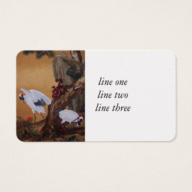 Grullas Chinas Bajo Árbol De Pinos (Frente)