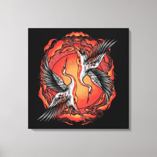 Grullas de batalla voladoras japonesas Arte asiáti