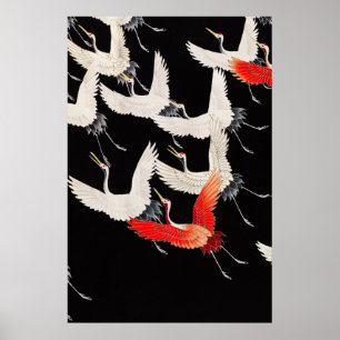 Grullas voladoras: arte japonés de kimono de pájar