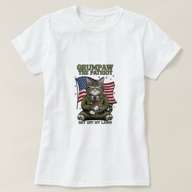 Grumpaw el patriota - Graciosa camiseta de gato en (Diseño del anverso)