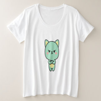 Grumpy Mint Cat – Cute Kawaii Cartoon T-Shirt
