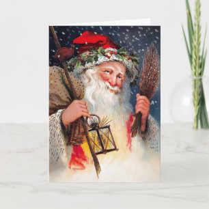 Grumpy Sledding Santa Vintage Tarjeta de Navidad