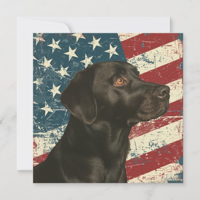 Grunge American Flag Black Labrador Flat Card (Anverso)