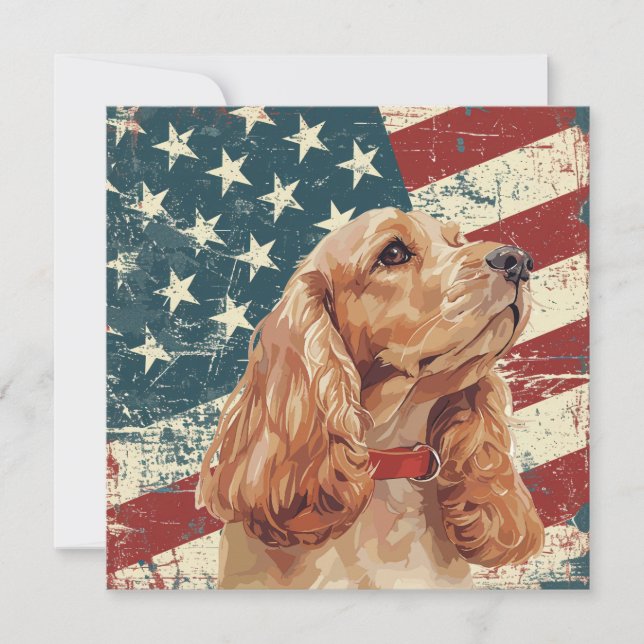 Grunge American Flag Cocker Spaniel Dog (Anverso)