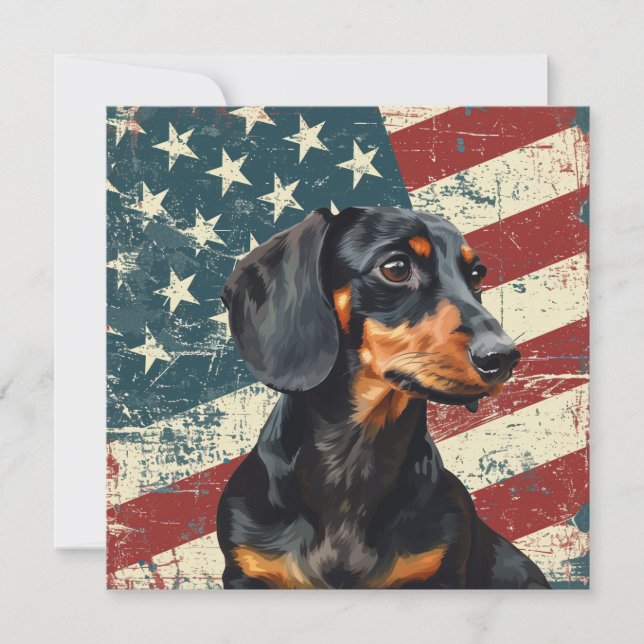 Grunge American Flag Dachshund Dog (Anverso)