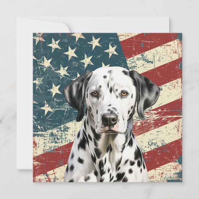 Grunge American Flag Dalmatian Flat Card (Anverso)