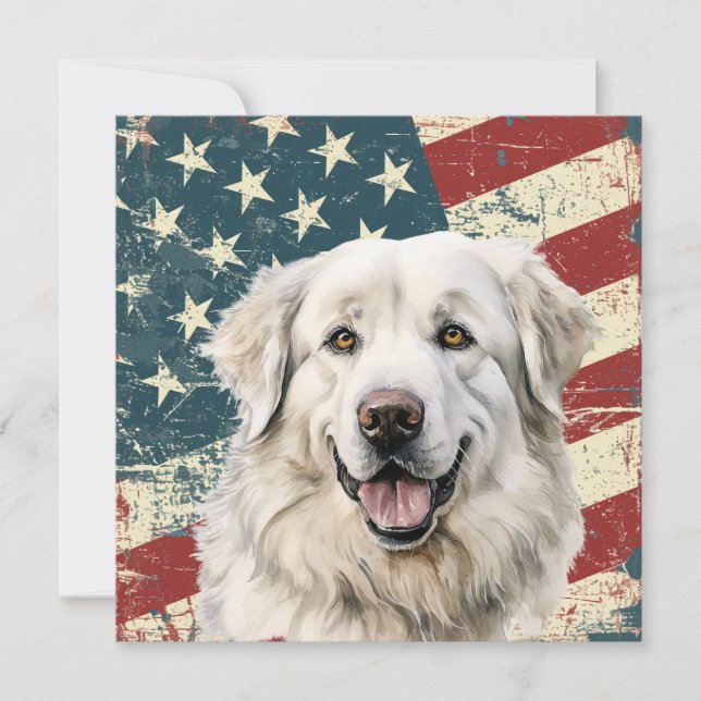 Grunge American Flag Great Pyrenees Flat Card (Anverso)