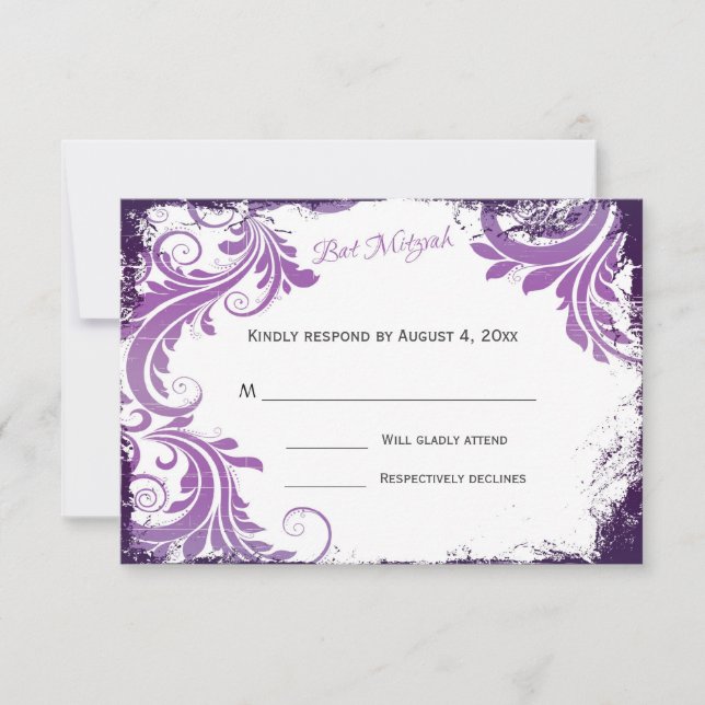 Grunge Bat Mitzvah RSVP (Anverso)