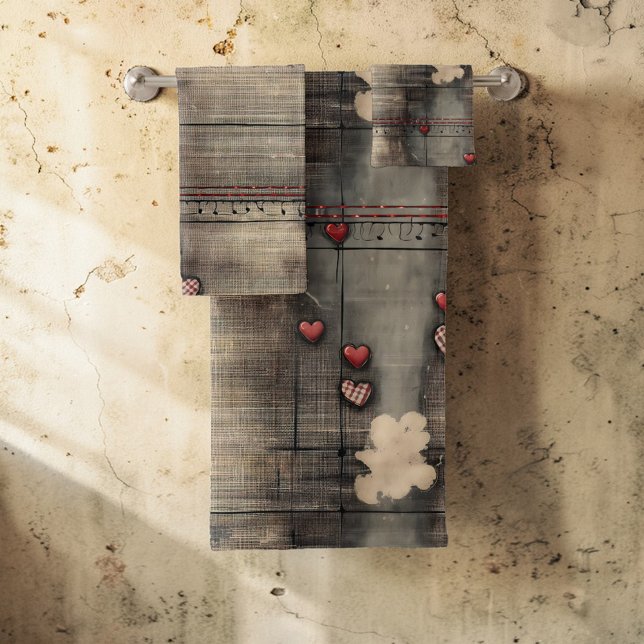 Grunge Black and Cream with Red Hearts (Subido por el creador)