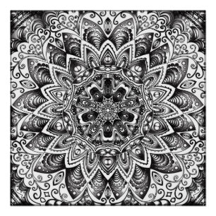 Grunge blanco y negro del poster de la mandala