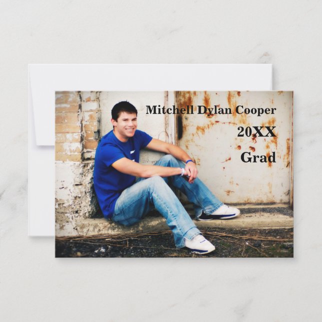 Grunge casual - Invitación de graduación 3x5 (Anverso)