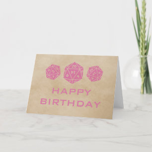 Grunge D20 Tarjeta de cumpleaños de jugador de dad