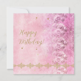 Grunge de damasco rosa Roses - Tarjeta de felicita