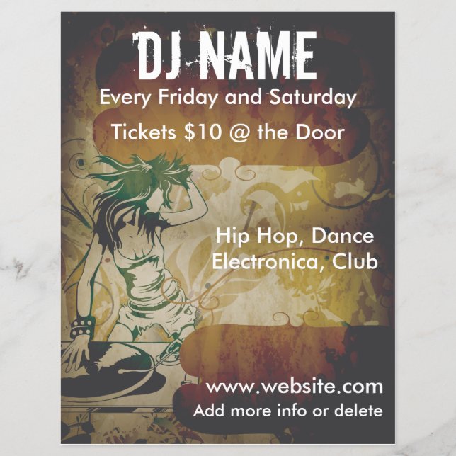 Grunge Female DJ Flyer (Frente)
