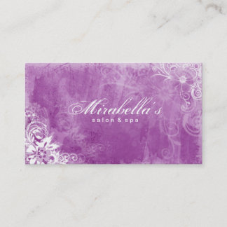 Grunge floral W violeta de la tarjeta de visita