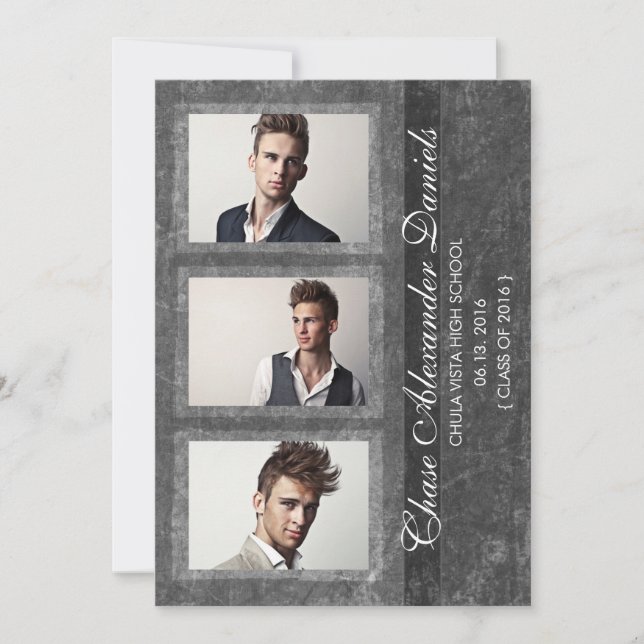 Grunge Grey 2016 Invitación de graduación (Anverso)