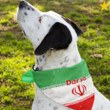 Grunge Iranian Iran Flag Custom Name Pet Bandana