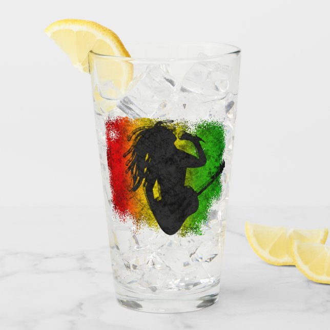 Grunge Reggae Music Rasta Rastaman Tocando Guitarr (Anverso (hielo))