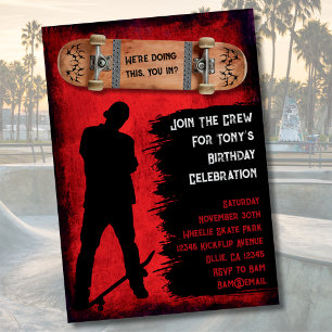 Grunge Skateboarding Invitaciones para fiestas de 