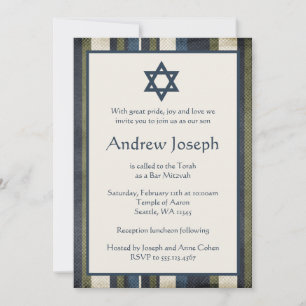 Grunge Stripes Bar Mitzvah Invitación