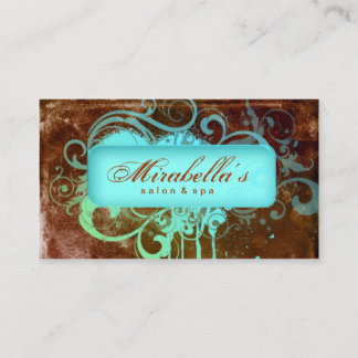 Grunge tarjeta de visita Flor Salon Spa Brown Blue