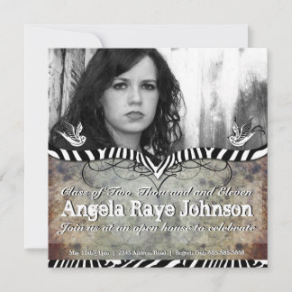 Grunge Zebra Stripes Graduación Invitación