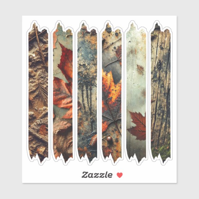 Grungy Autumnal Washi Tape Scrapbook Pegatinas (Hoja)