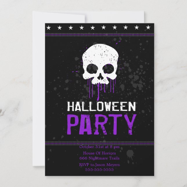 Grungy Skulls invitaciones de fiesta de Halloween  (Anverso)