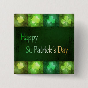 Grungy St. Patrick's Day Shamrock - Botón