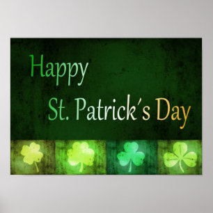 Grungy St. Patrick's Day Shamrock - impresión Post