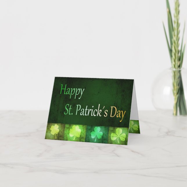 Grungy St. Patrick's Day Shamrock - Tarjeta de fel (Anverso)