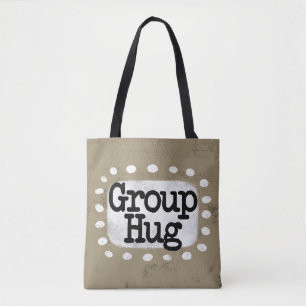 Grupo abrazo la bolsa de tote