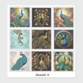 Grupo de 9 Pegatinas Peacock
