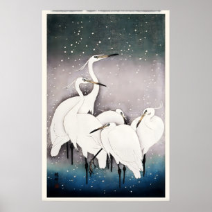 Grupo de Garzas Estampa de Arte Japonés Fino  Hoga