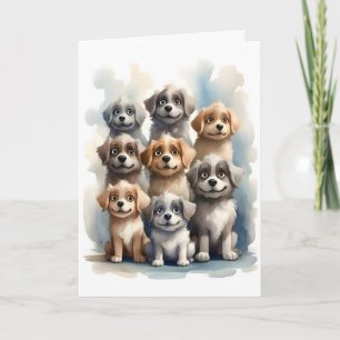 Grupo de perros felices retrato tarjeta de felicit