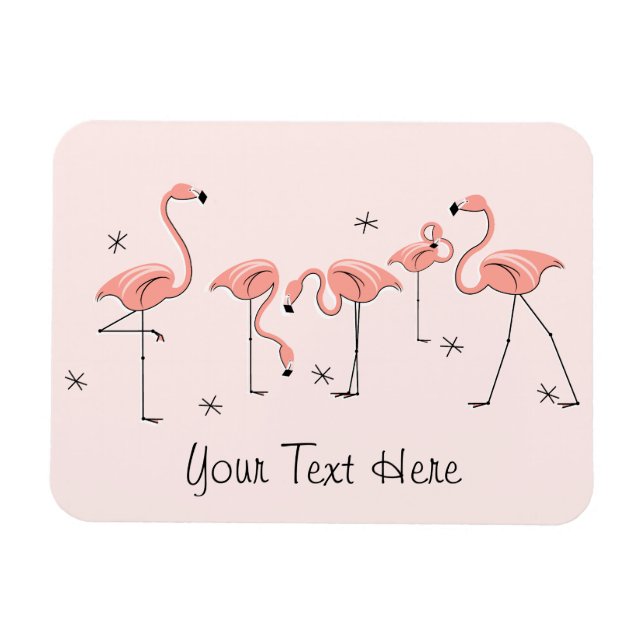 Grupo rosa Flamingo Imán de texto flexible (Horizontal)